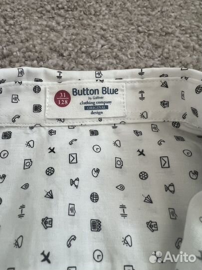 Button blue рубашка