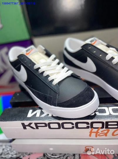 Nike Blazer Low Black White Swoosh (Арт.37875)