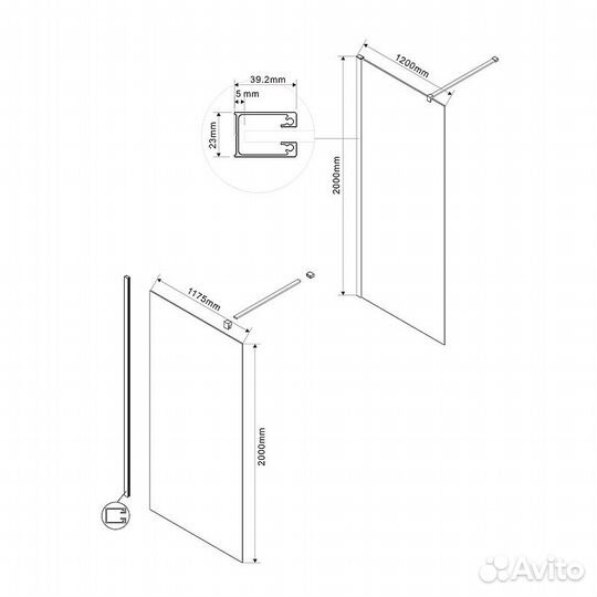 Душ. Стенка Vincea 120cm Хром vsw-1h120cl