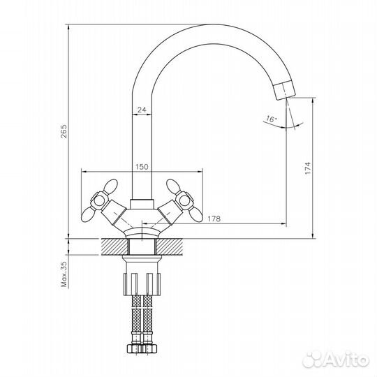 Смеситель для кухни decoroom dr53028 Хром