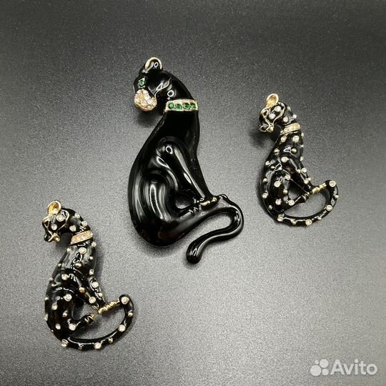 Серьги брошь пантера в стиле Cartier