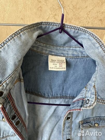 Джинсовая рубашка для девочки zara
