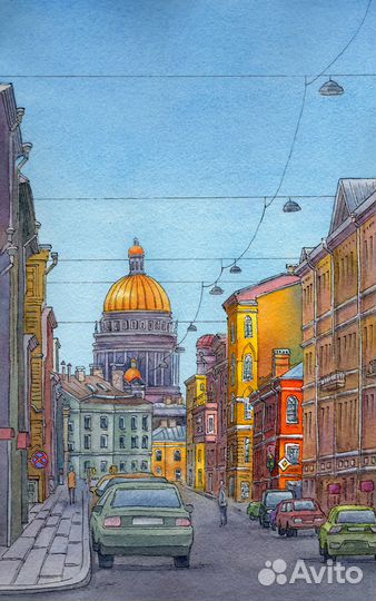Картина. Акварель. Санкт-Петербург