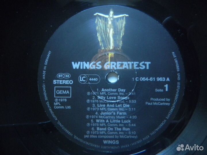 Wings (Paul McCartney) Greatest Germ. EMI 78 EX/EX