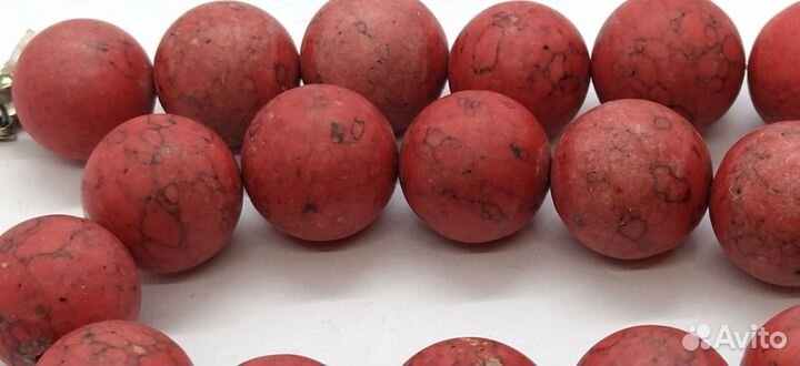 Крупные бусы натуральный камень 2 см винтаж 43 см