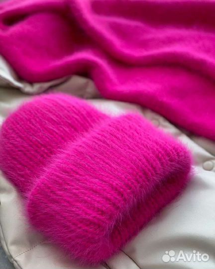 Вязаные шапки, снуды, варежки из пуха норки