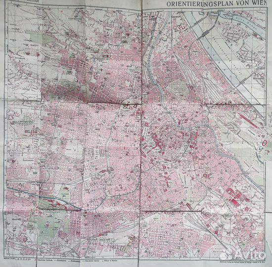 Антикварная карта Вена 1938 год Pläne von Wien