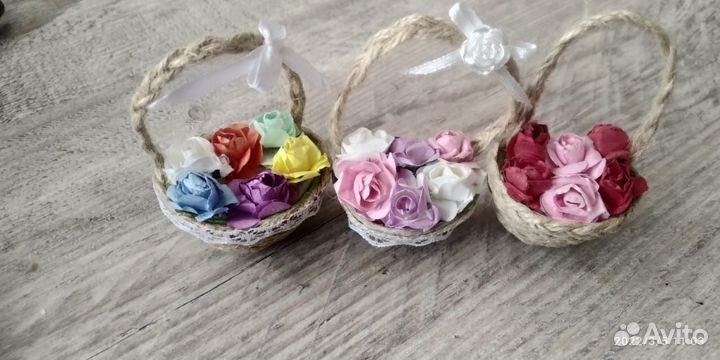 Магнит корзинка с цветами Handmade