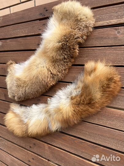 Меховой воротник лиса на льняном подкладе