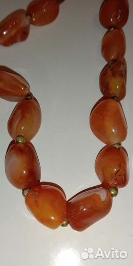 Винтажные бусы агат с гранатом, сердолик, унакит