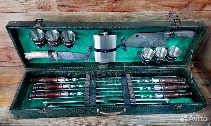 Шашлычный набор шампуров подарочный 16 предметов