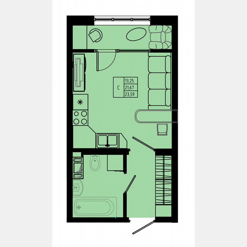 Квартира-студия, 23,7 м², 8/8 эт.