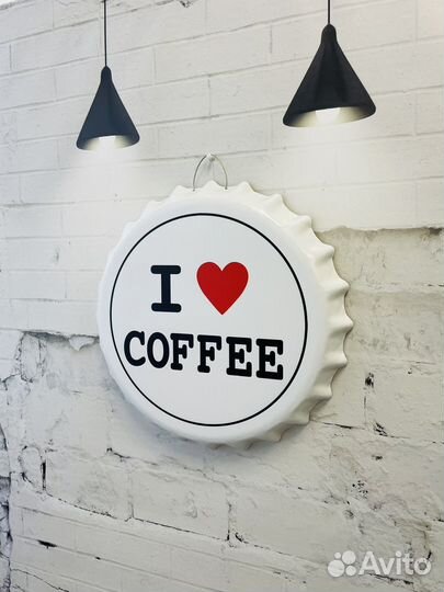 Декор на стену пивная пробка I love coffee