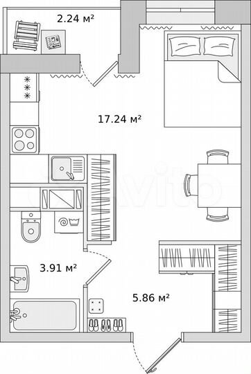 Квартира-студия, 27,1 м², 8/17 эт.