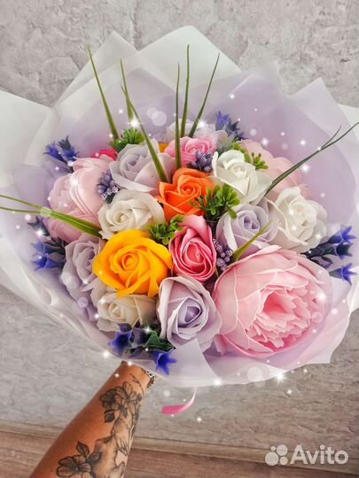 Букеты из мыльных роз