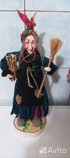 Сувенир, интерьерная кукла, бабка ежка