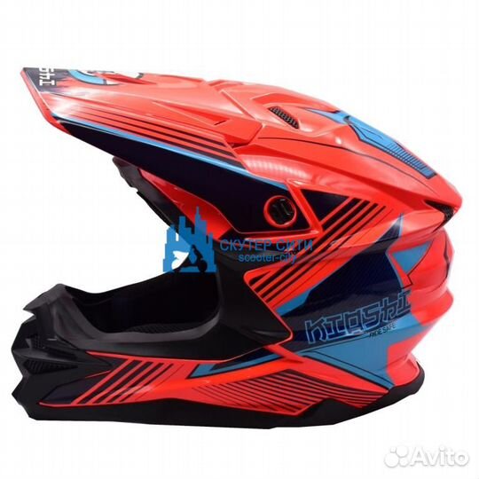 Шлем кроссовый kioshi Holeshot 801 Оранжевый/синий