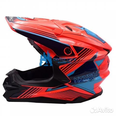 Шлем кроссовый kioshi Holeshot 801 Оранжевый/синий