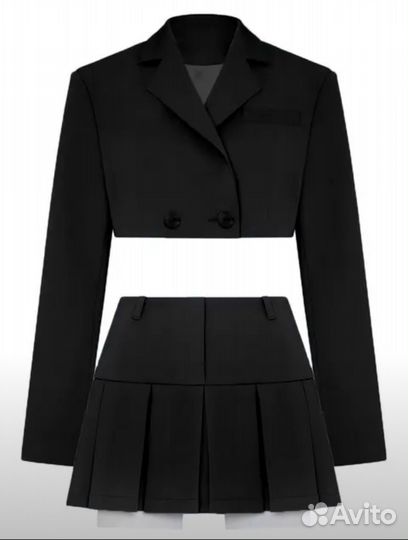 Черный костюм брючный пиджак и юбка