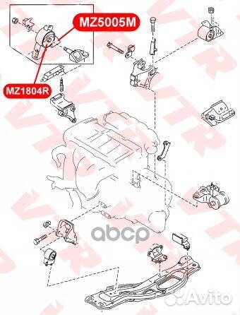 Сайлентблок подушки двигателя, правой MZ1804R VTR