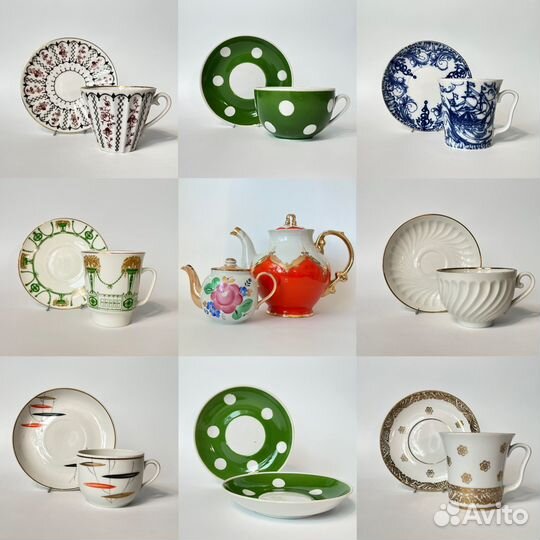 Чайная пара фарфор СССР лфз Дулево