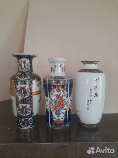 Вазы фарфор Япония и Китай 28,27 и 25см