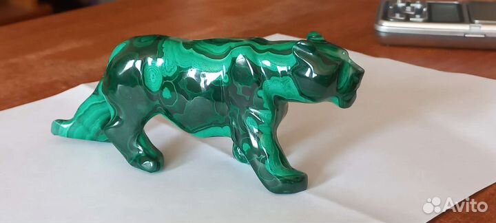 Статуэтка тигр из малахита