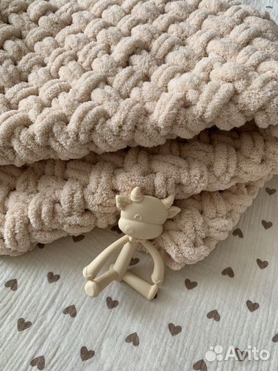 Плед детский плюшевый вязаный