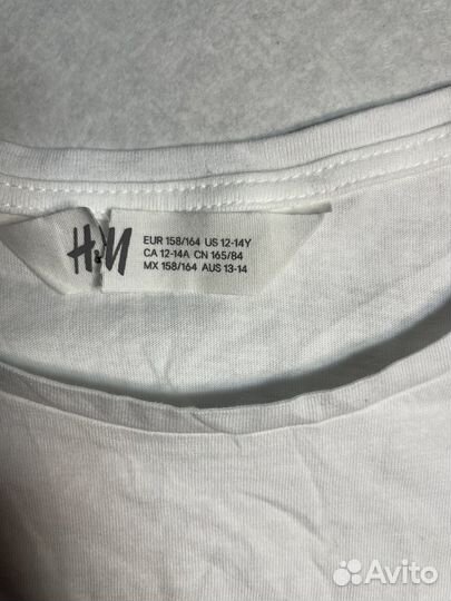 H&M Футболка токио х/б белая р.164