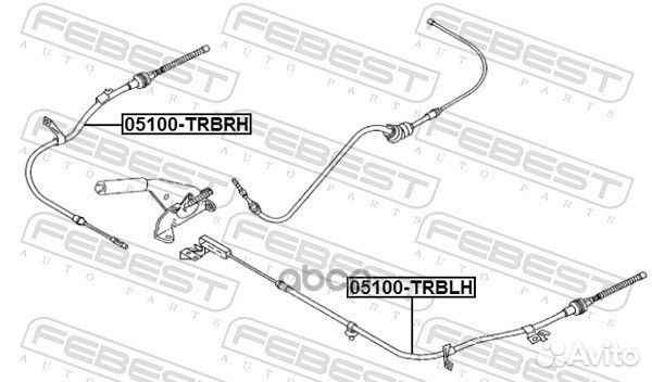 Трос ручного тормоза R ford escape 2001-2006 FE