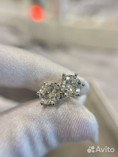 Серьги муассанит 1 ct