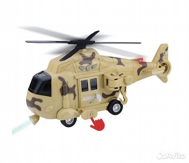Вертолет 1:16 (свет/звук) инерц., серый