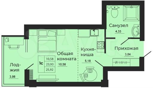 Квартира-студия, 26 м², 18/24 эт.