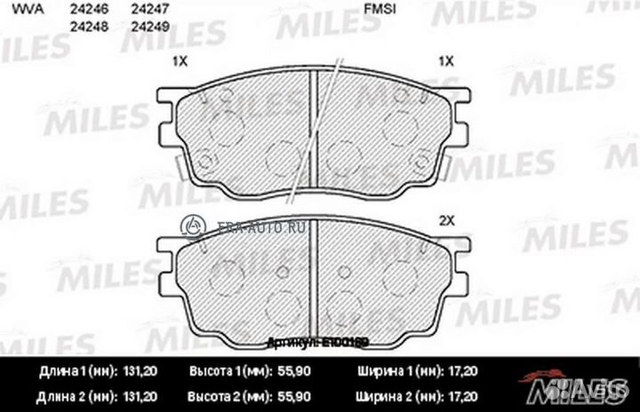 Miles E100189 Колодки тормозные mazda 6 1.8 02- пе
