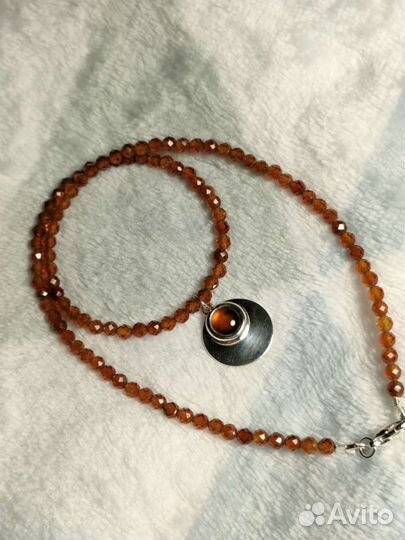 Ожерелье чокер спессартин серебро