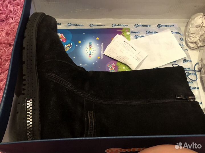 Сапоги зимние для девочки, натуральная замша, разм