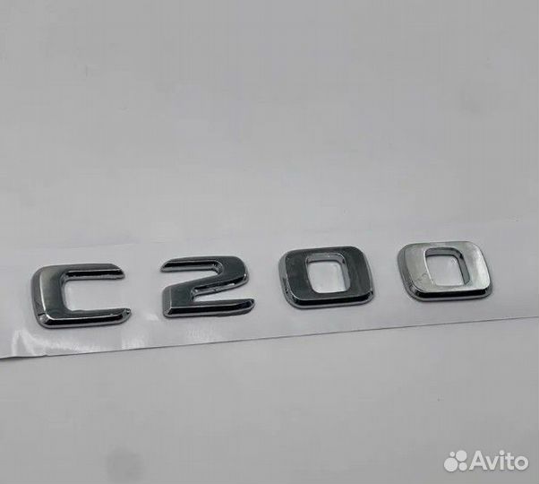 Наклейка Надпись Знак Шильдик Mercedes C200 хром