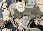 Карта мира на стену из дерева