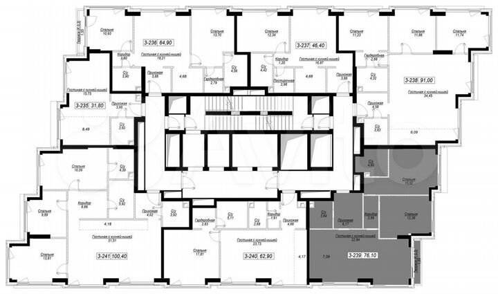 2-к. квартира, 76,1 м², 33/41 эт.