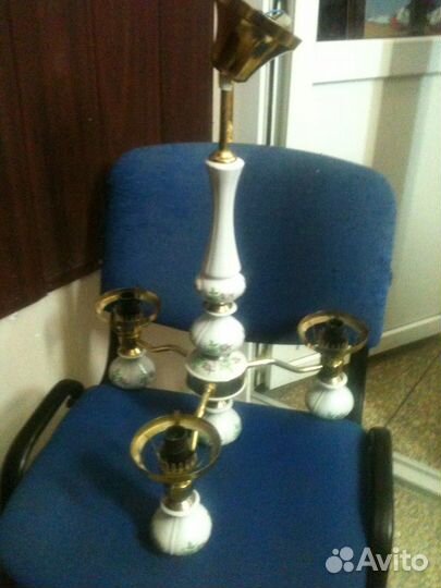 Люстра СССР с фарфоровыми вставками