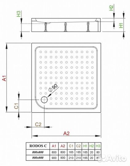 Душевой поддон Radaway Rodos C 80x80