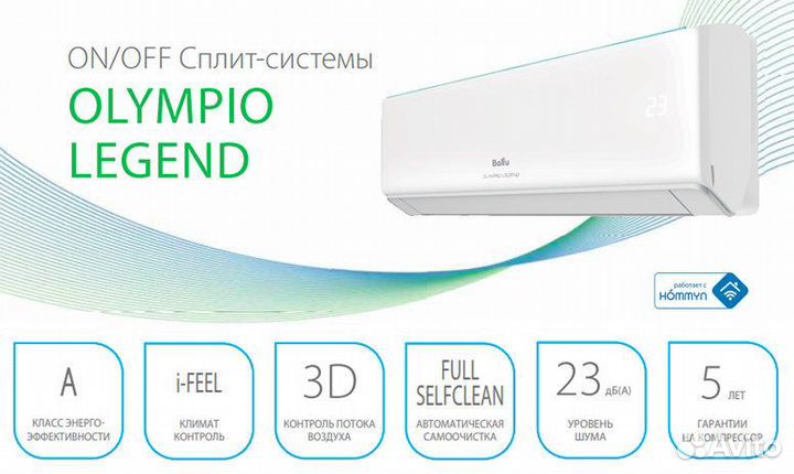Кондиционеры Ballu Olympio legend NEW 2023 BSW-07H