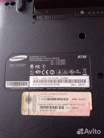 Ноутбук samsung R730