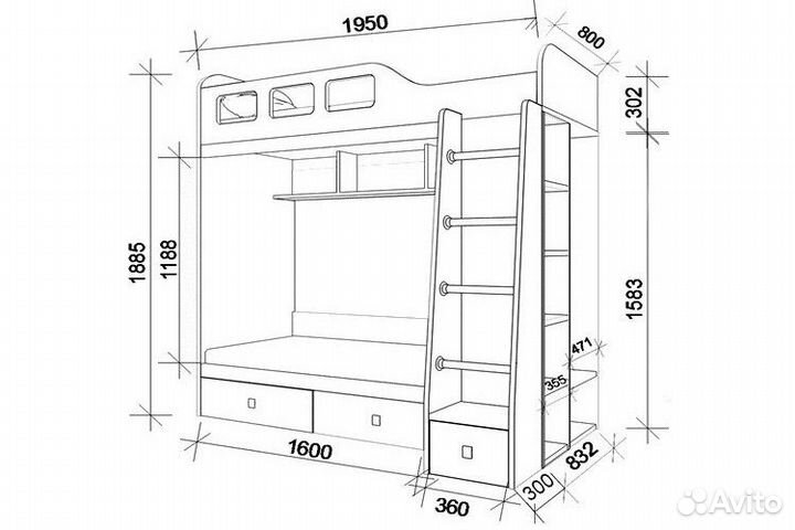 Кровать двухъярусная 