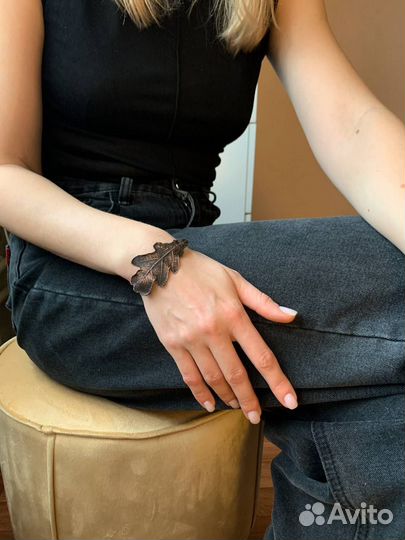 Браслеты медные с дубовыми листьями, гальваника