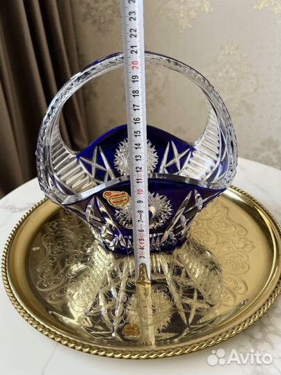 Ваза корзина хрустальная