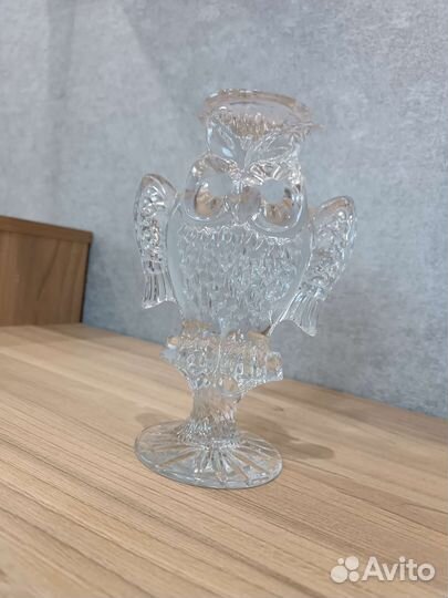 Сова хрустальная подсвечник