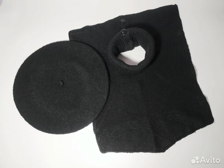 Берет черный женский и манишка б/у