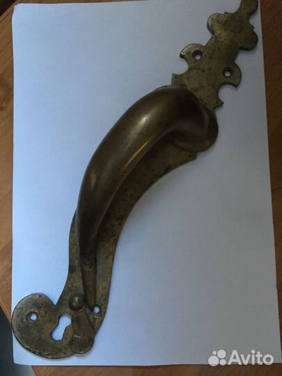 Ручка дверная старинная большая латунная