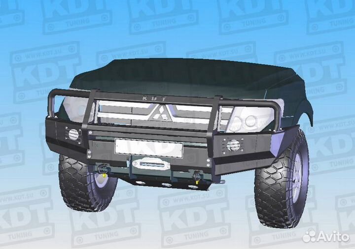 Передний силовой бампер с кенгурином алюминиевый